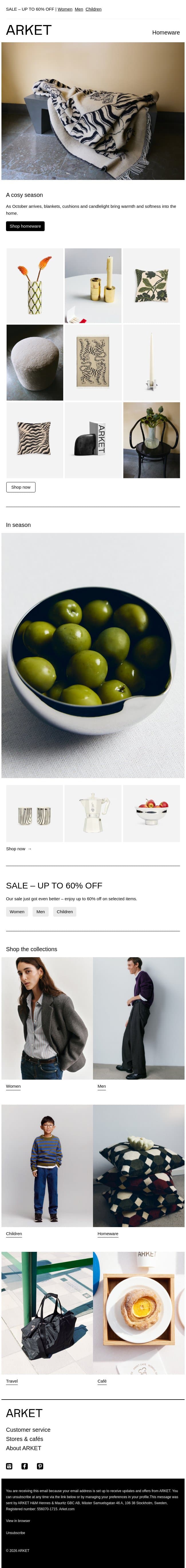 Our favourite details for the cosy season email from Arket screenshot