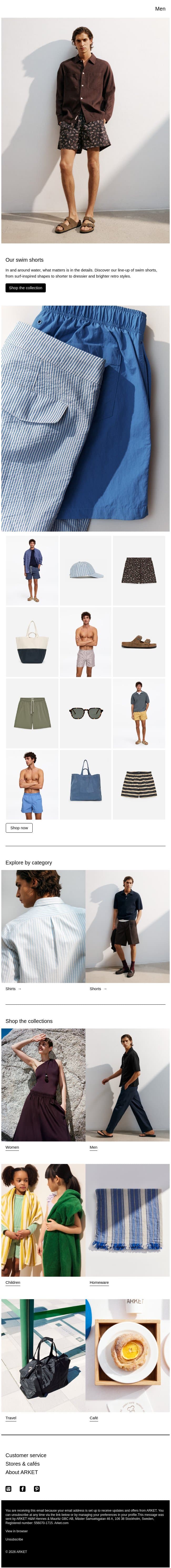 Our swim shorts email from Arket screenshot