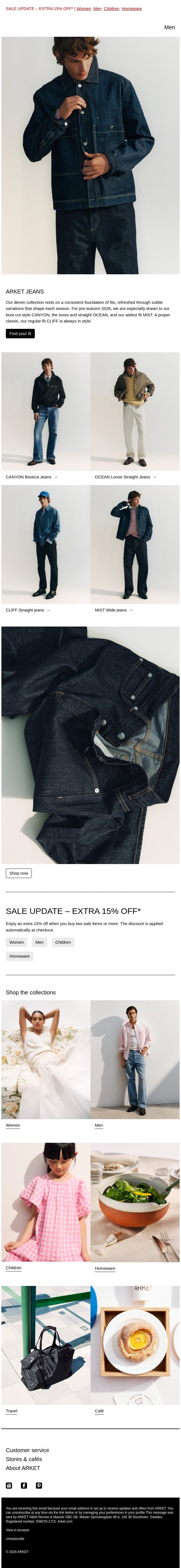 ARKET JEANS email from Arket screenshot