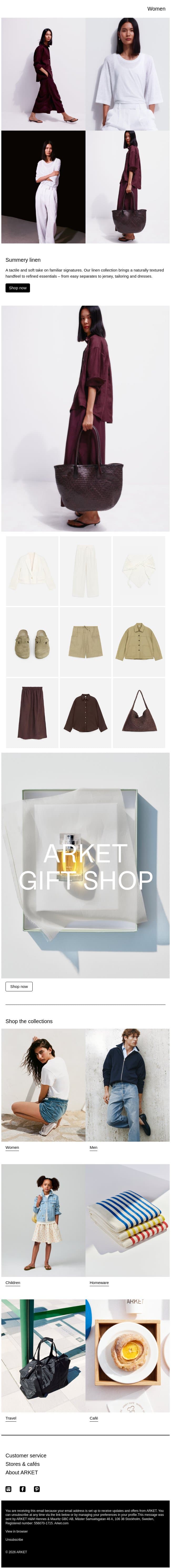 Summery linen email from Arket screenshot