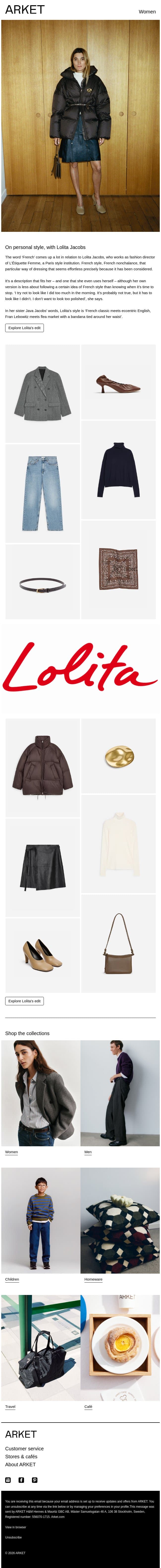 Inside Lolita Jacobs' wardrobe email from Arket screenshot