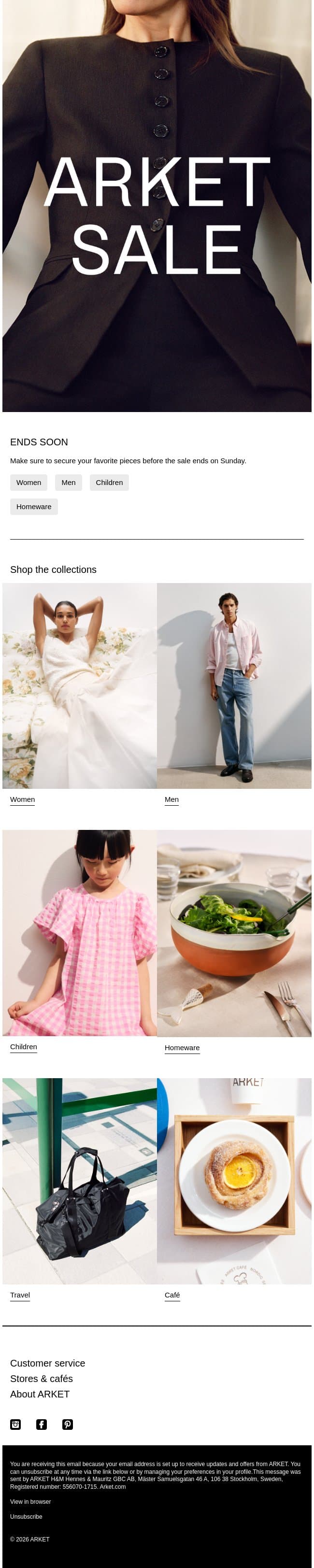 SALE – ENDS SOON email from Arket screenshot