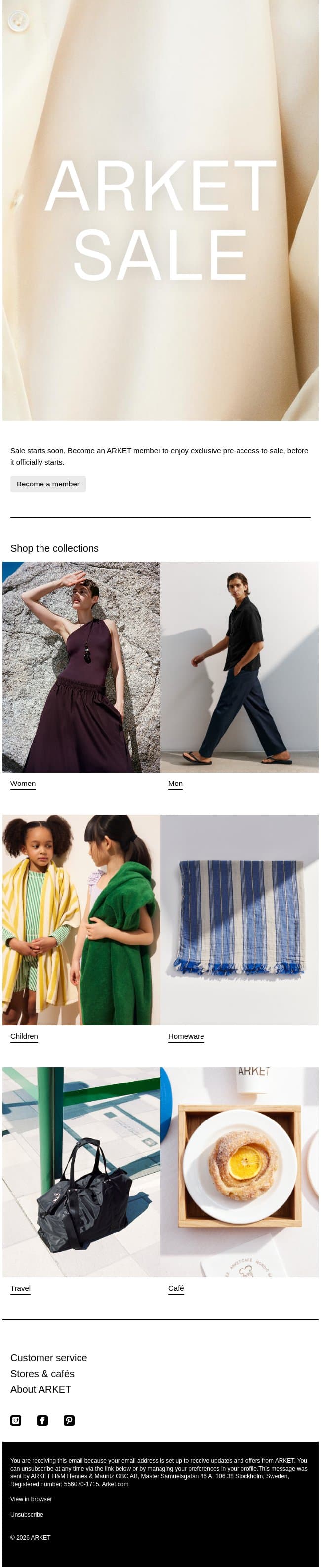 SALE – Exclusive pre-access for members only email from Arket screenshot