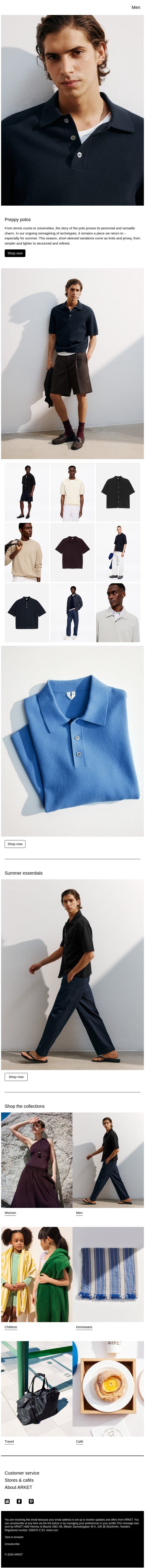 Preppy polos email from Arket screenshot