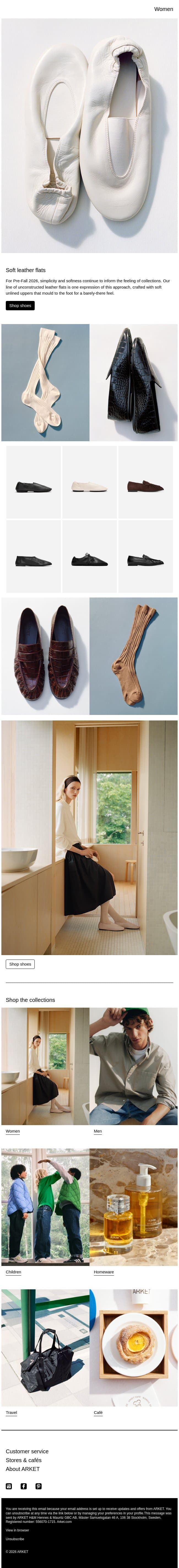 Pre-Fall 2026: Soft leather flats email from Arket screenshot