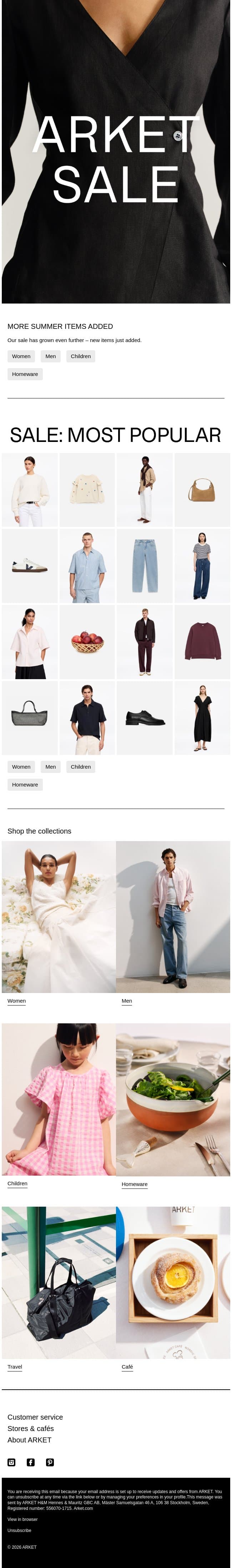 SALE – MORE SUMMER ITEMS ADDED email from Arket screenshot