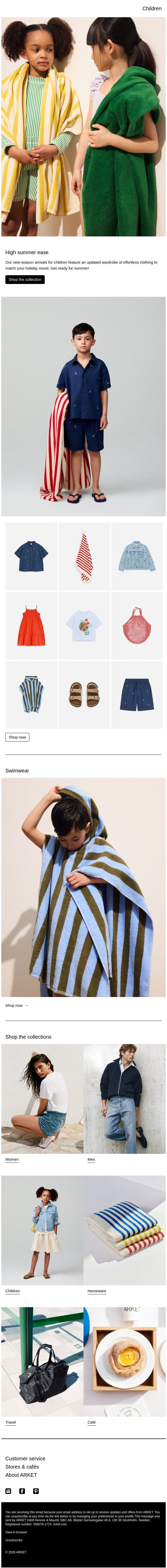 High summer ease email from Arket screenshot