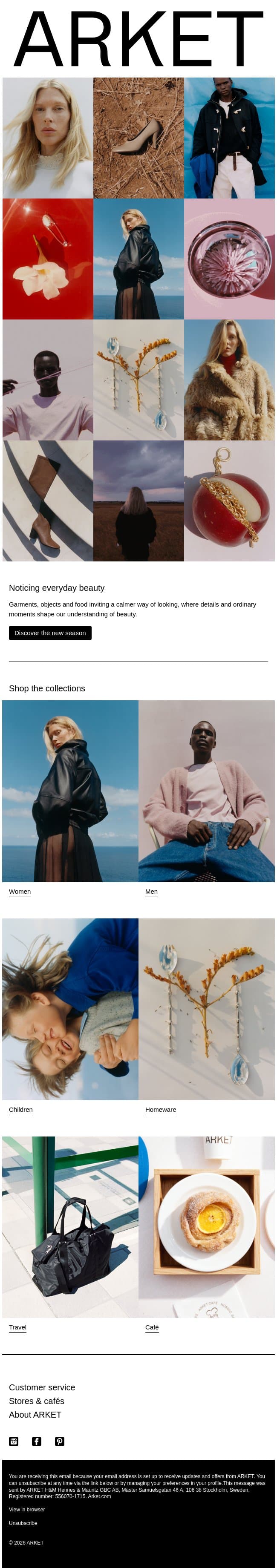 Noticing everyday beauty email from Arket screenshot