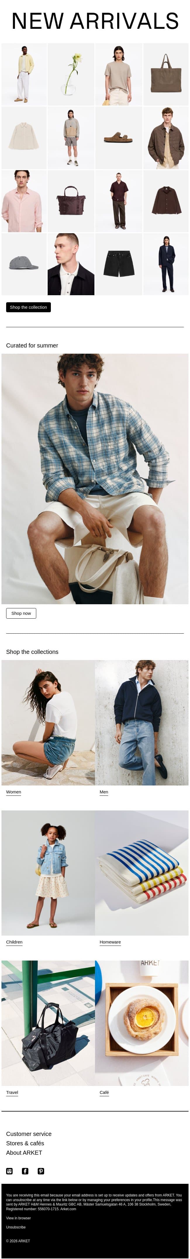 New arrivals for summer email from Arket screenshot