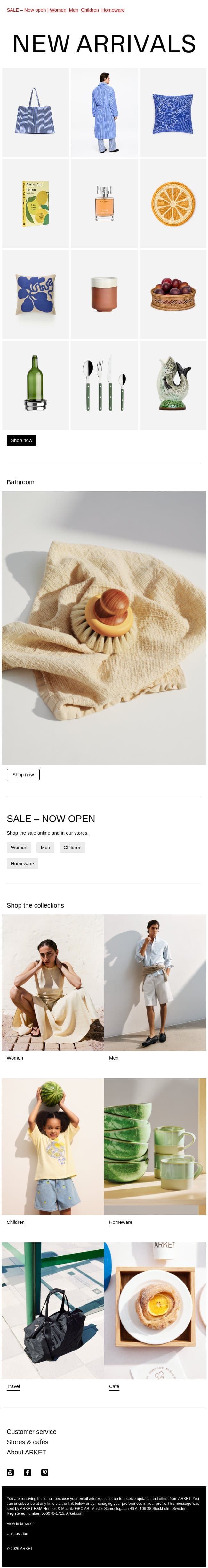 New arrivals for the home email from Arket screenshot