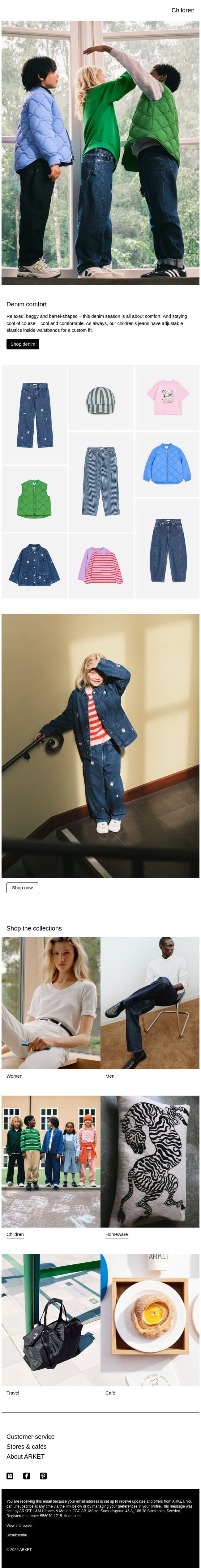 Denim comfort email from Arket screenshot