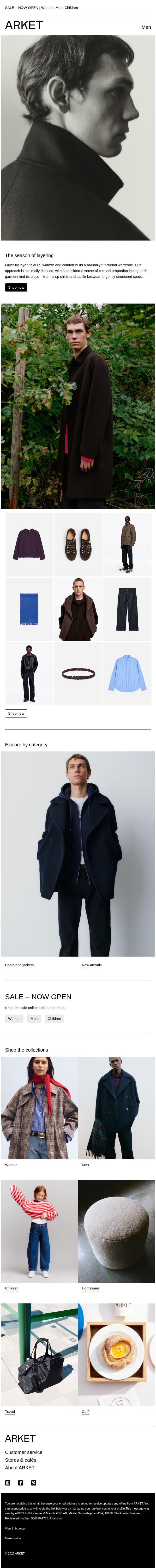 Layer by layer email from Arket screenshot