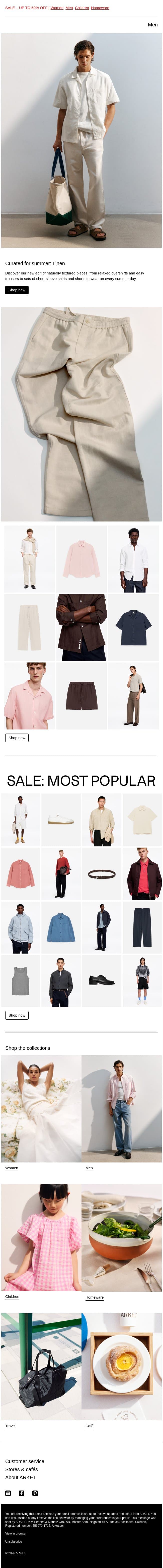 Curated for summer: Linen email from Arket screenshot