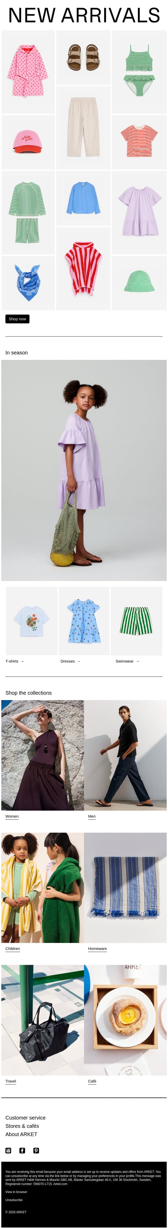 New arrivals for the youngest email from Arket screenshot