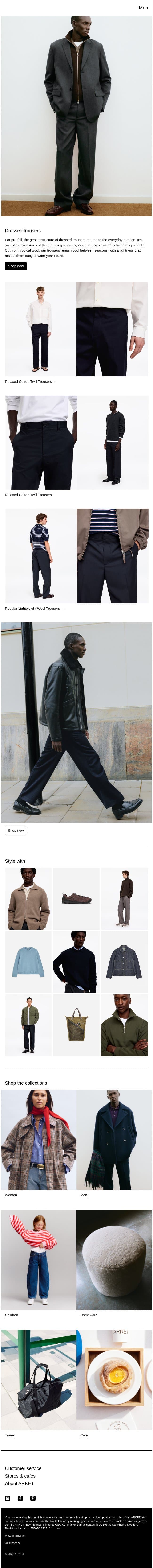 Dressed trousers email from Arket screenshot