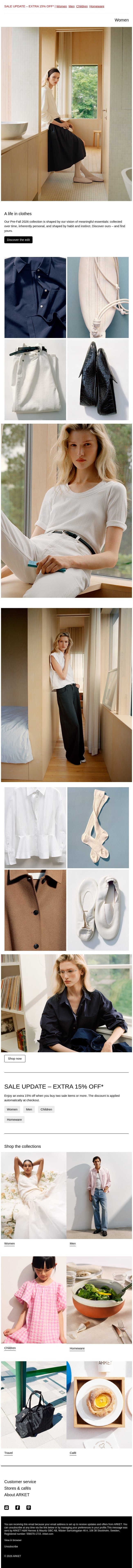 Pre-Fall 2026: A life in clothes email from Arket screenshot