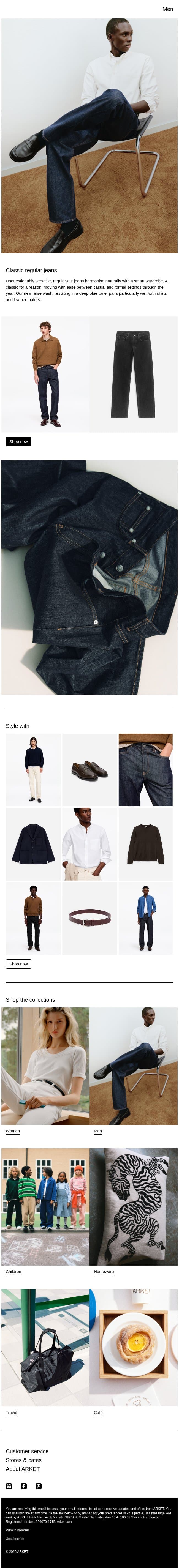 Classic regular jeans email from Arket screenshot