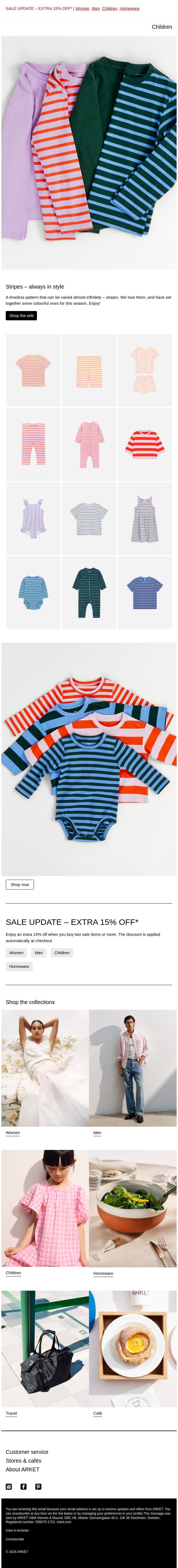 Stripes – always in style email from Arket screenshot