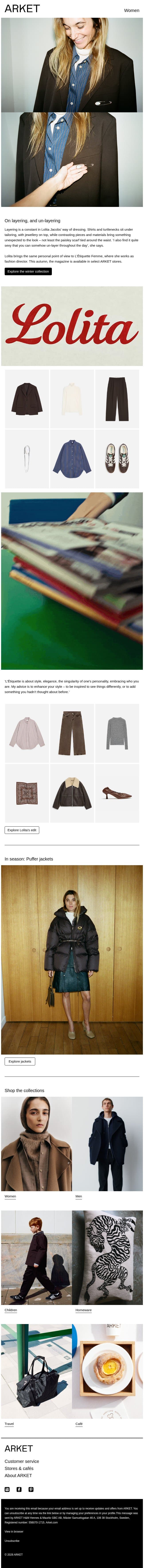 Lolita Jacobs on the art of layering (and un-layering) email from Arket screenshot