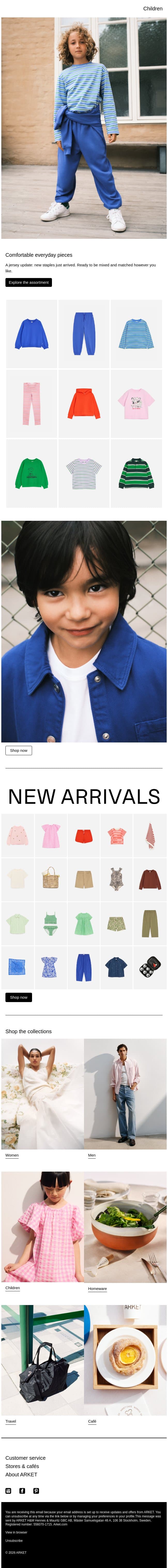 Comfortable everyday pieces email from Arket screenshot
