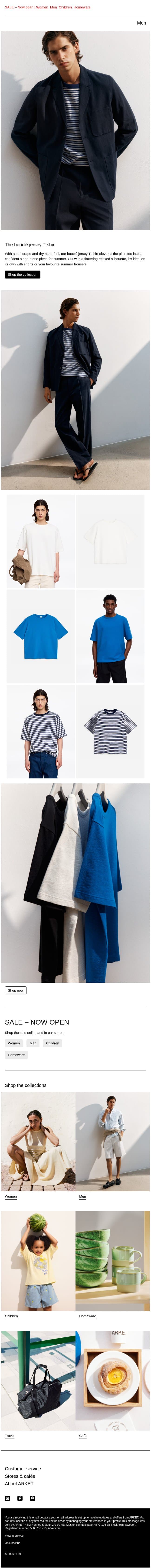 The bouclé jersey T-shirt email from Arket screenshot