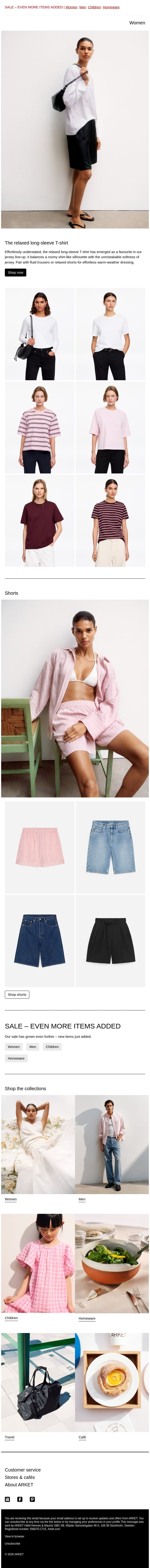 The relaxed long-sleeve T-shirt email from Arket screenshot