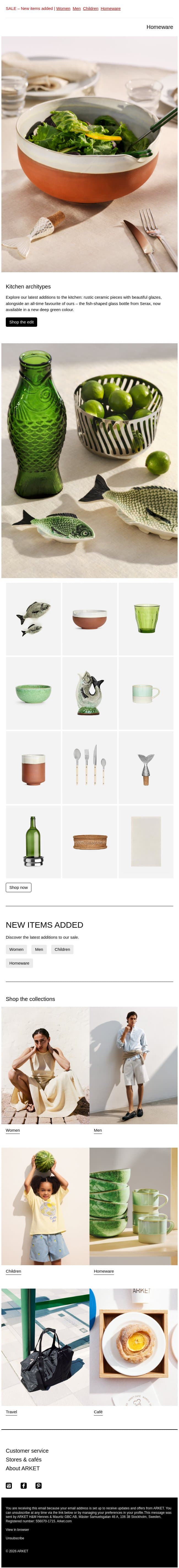 Kitchen architypes email from Arket screenshot