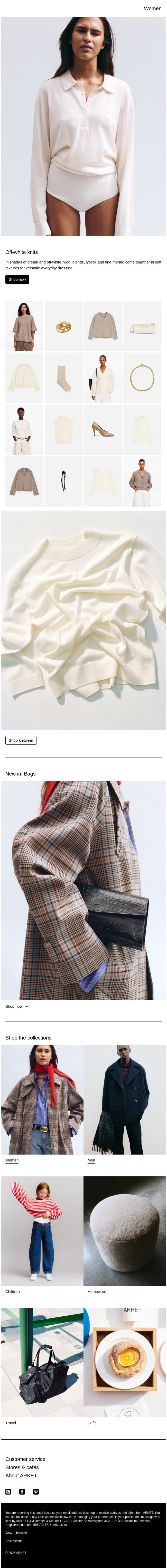 Off-white knits email from Arket screenshot