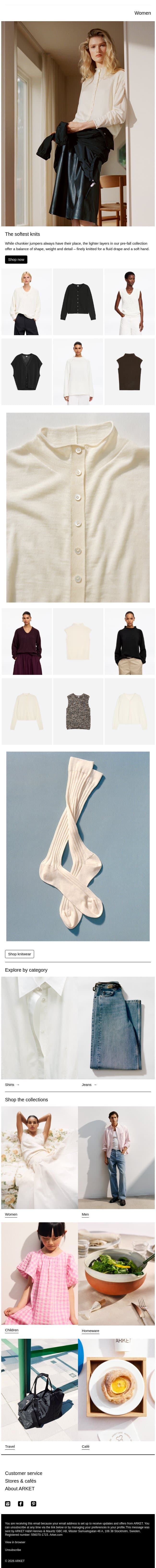 The softest knits email from Arket screenshot