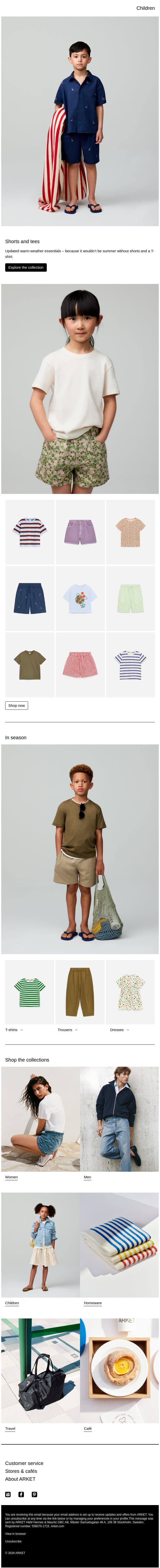 Shorts and tees email from Arket screenshot