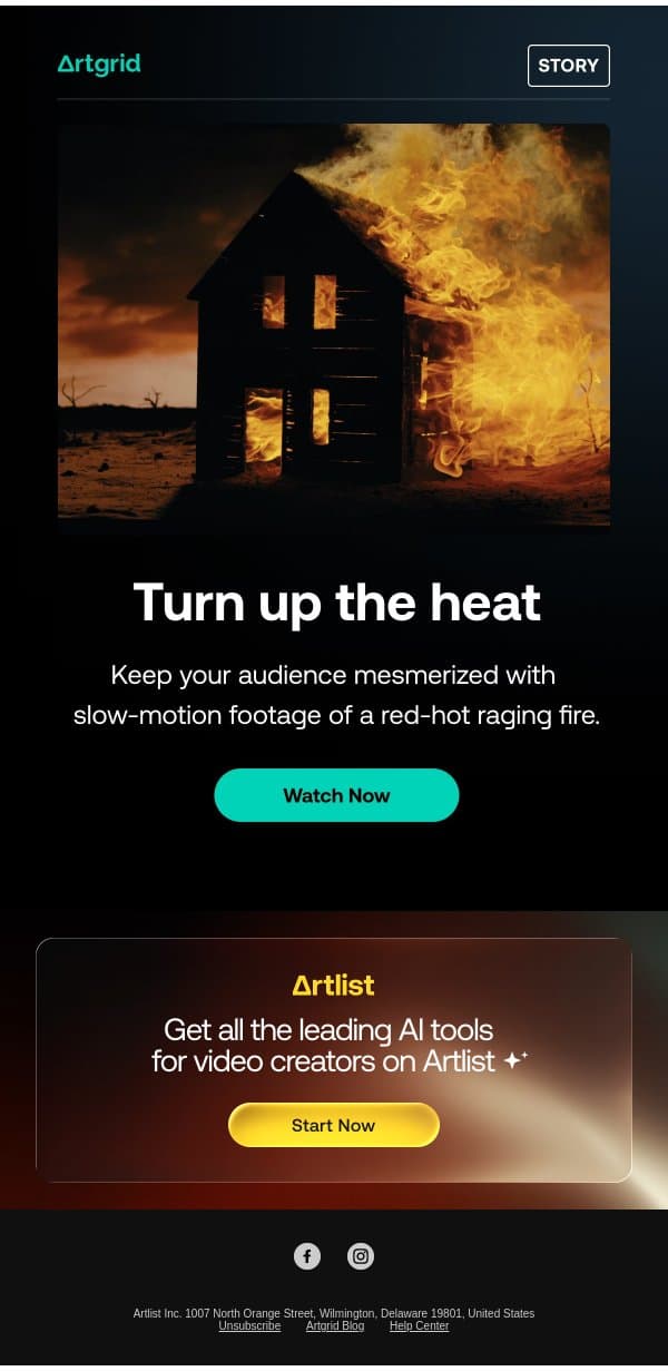 Slow it down with mesmerizing footage of a blazing fire email from Artgrid screenshot