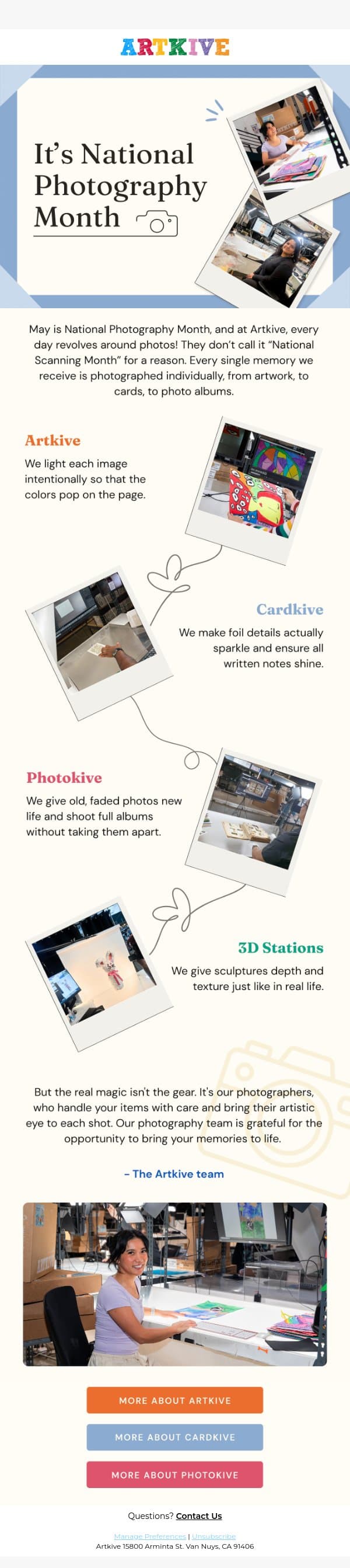 Say Cheese! email from Artkive screenshot