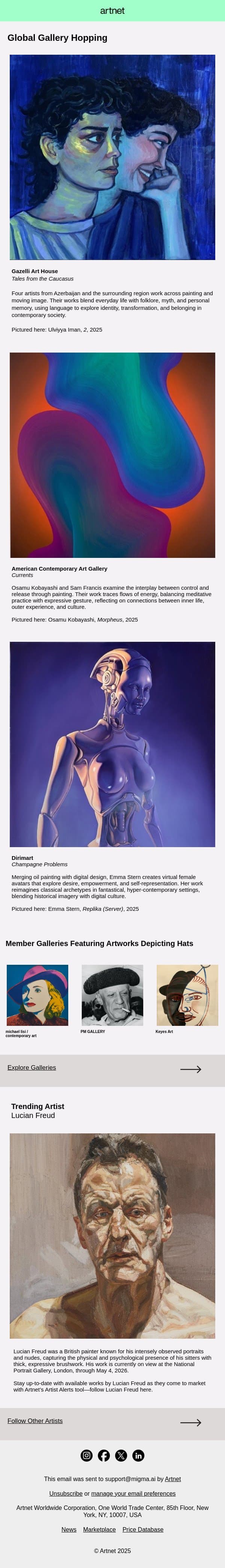 Gallery Hop to Istanbul, Munich, and Beyond email from Artnet screenshot