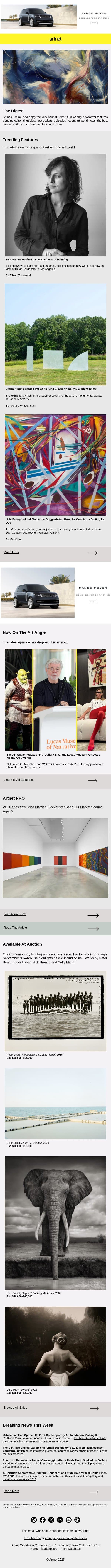 Tala Madani on the Messy Business of Painting, First-of-Its-Kind Ellsworth Kelly Show & More email from Artnet screenshot