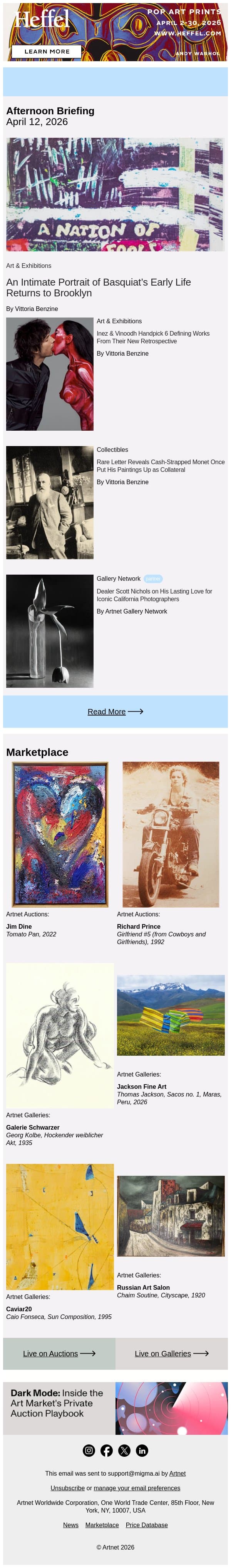 Basquiat Before Fame, on View in Brooklyn email from Artnet screenshot