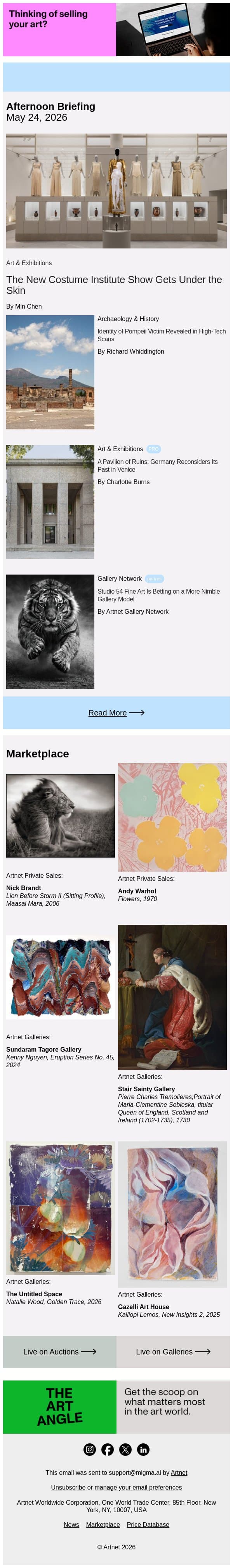 Fashion and Flesh Collide at the Met email from Artnet screenshot