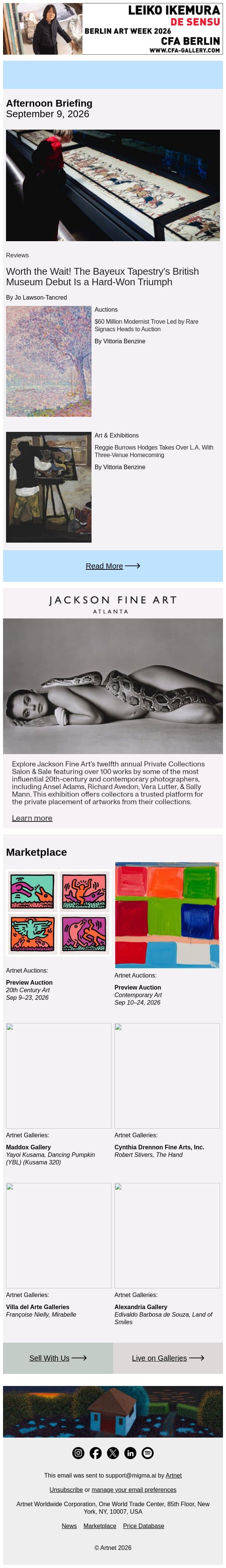 Bayeux Tapestry Makes Triumphant London Debut email from Artnet screenshot