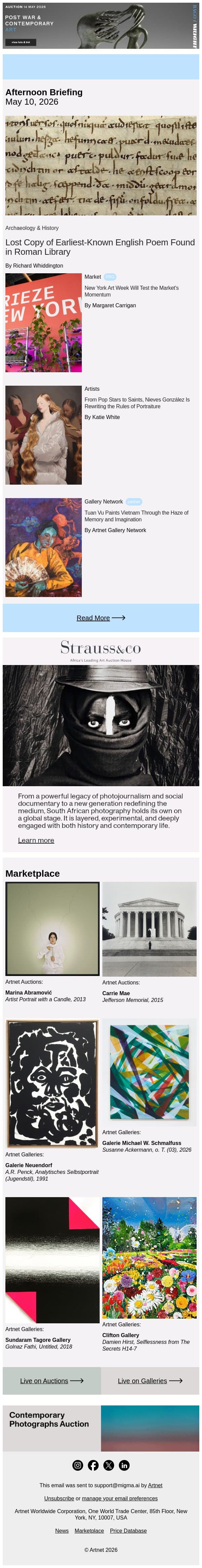 The Oldest English Poem Just Reappeared email from Artnet screenshot