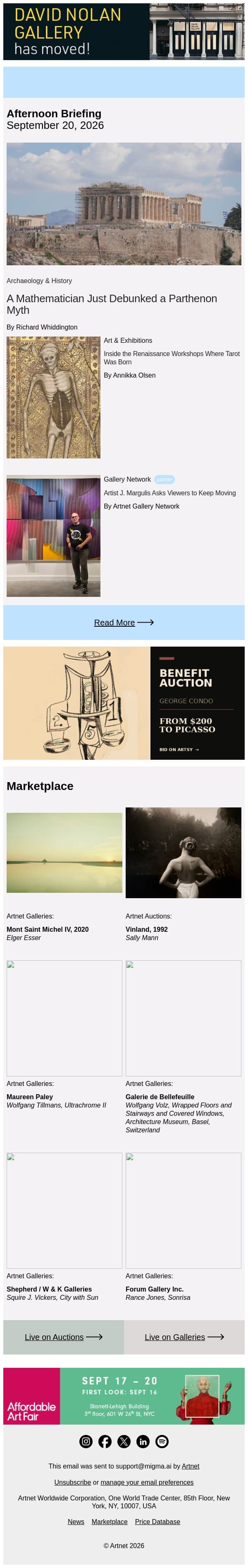 A Mathematician Busts a Parthenon Myth email from Artnet screenshot