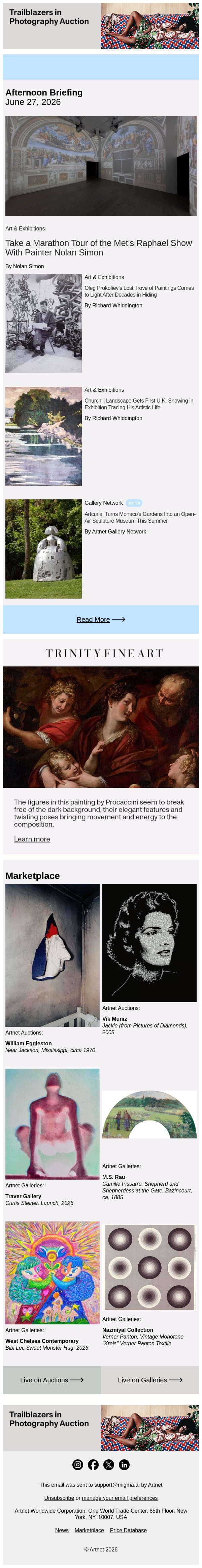 Nolan Simon's Epic Guide to Raphael at the Met email from Artnet screenshot