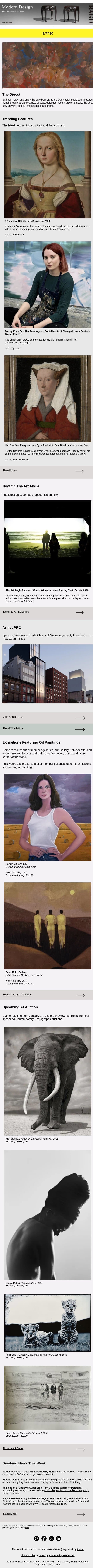 5 Essential Old Masters Shows, A Jan van Eyck Blockbuster Exhibition & More email from Artnet screenshot