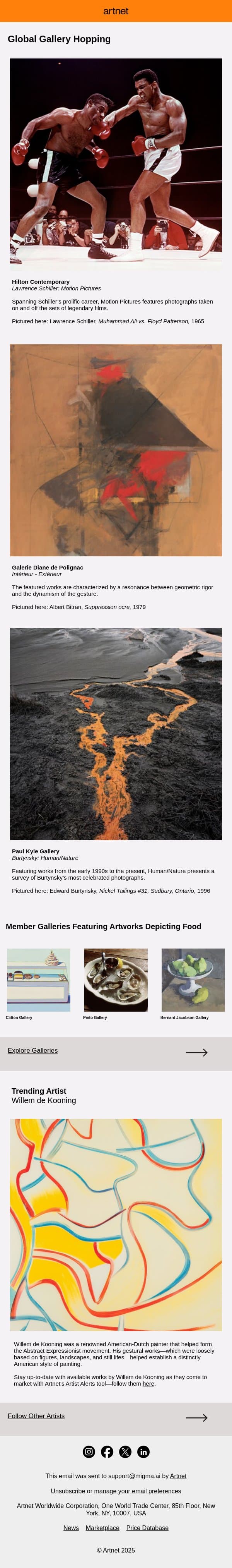Gallery Hop to Chicago, Paris, and Beyond email from Artnet screenshot