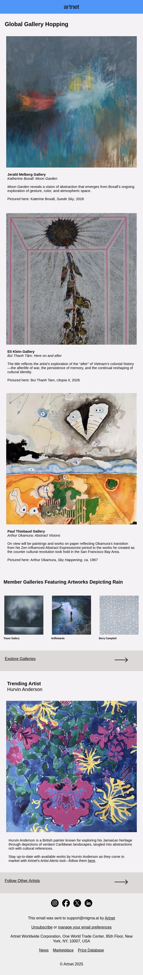 Gallery Hop to San Francisco, Charlotte, and Beyond email from Artnet screenshot