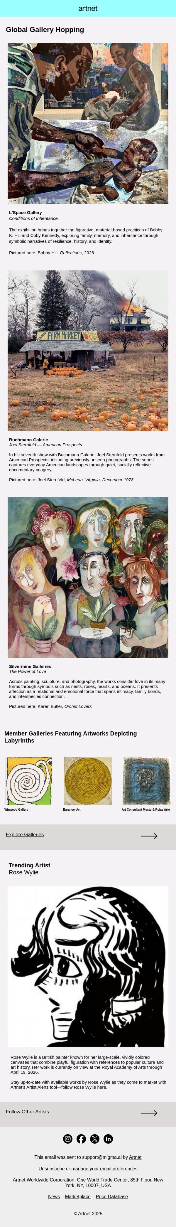 Gallery Hop to Berlin, New Canaan, and Beyond email from Artnet screenshot