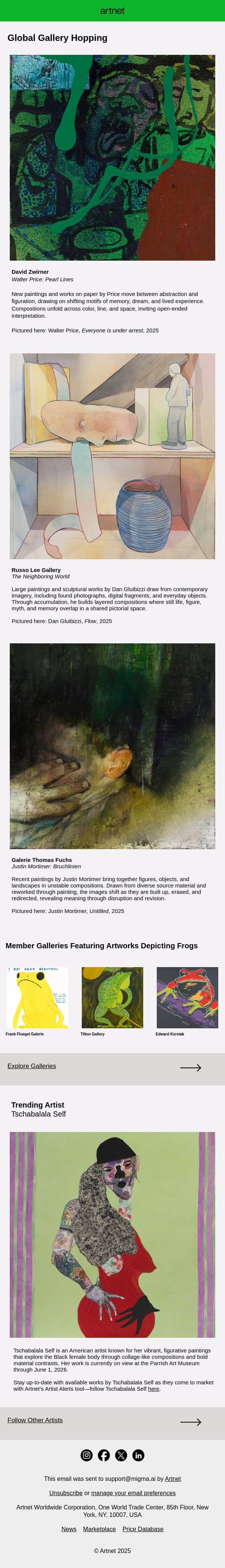 Gallery Hop to Hong Kong, Portland, and Beyond email from Artnet screenshot