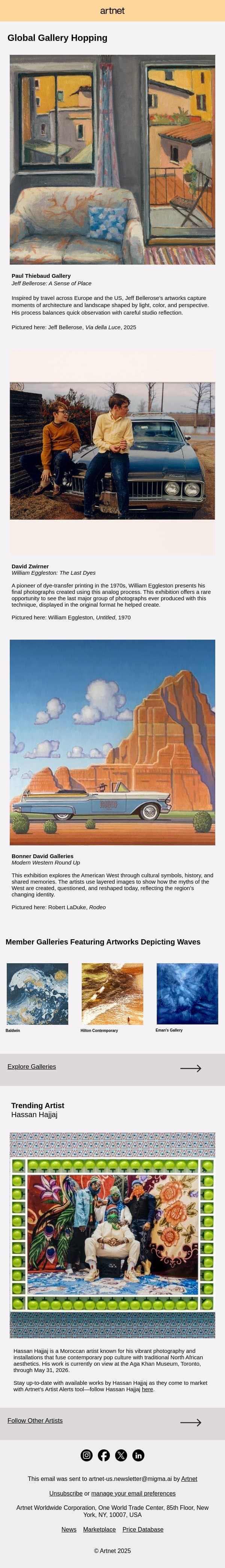 Gallery Hop to Scottsdale, San Francisco, and Beyond email from Artnet screenshot