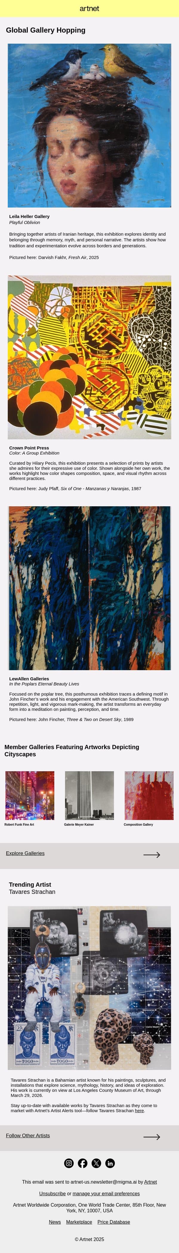 Gallery Hop to Santa Fe, New York, and Beyond email from Artnet screenshot