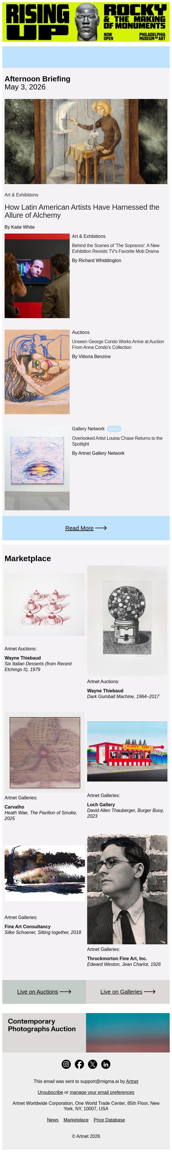 Monterrey Show Traces Alchemy in Art email from Artnet screenshot