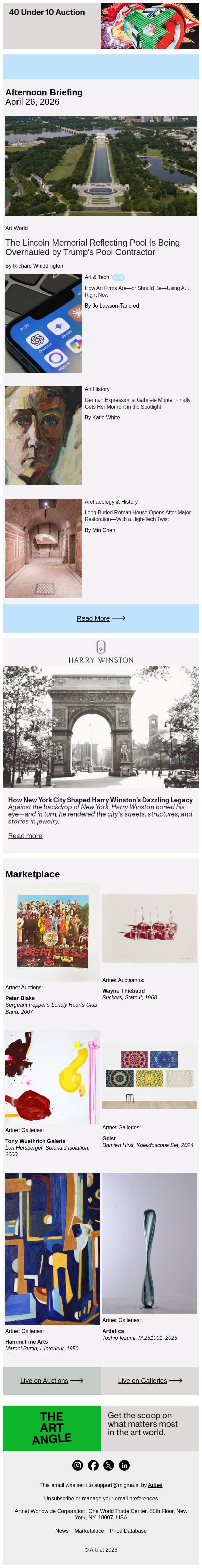 Trump Plans Overhaul of Another Iconic DC Site email from Artnet screenshot