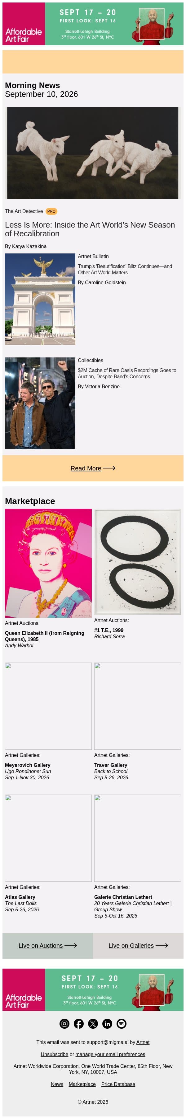 A Leaner, Meaner Art Market email from Artnet screenshot